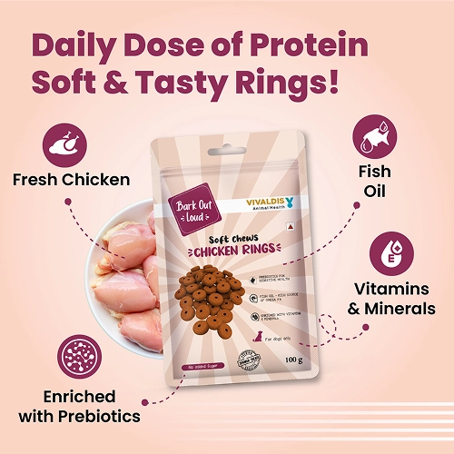 Bark Out Loud Chicken Rings Soft Chews Dog Treats