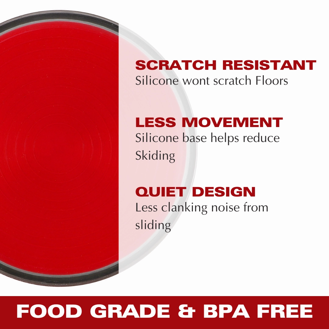 BASIL Heavy Dish Anti-Skid Steel Pet Feeding Bowls with Silicon Bottom