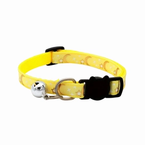 Cat Collar With Moon And Star Pattern - Yellow