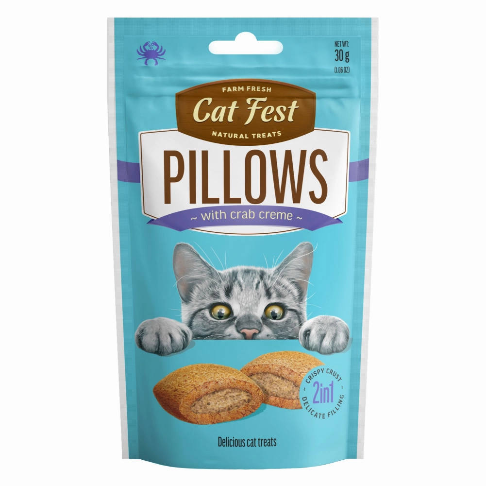 Catfest Pillows with Crab Cream Cat Treats
