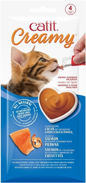 Catit Creamy Lickable Treats Sachet (10g) - Salmon and Prawn
