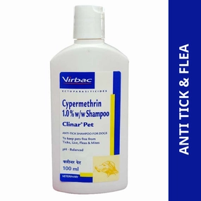 Clinar Pet Anti Tick & Flea Shampoo for Dogs (100ml)