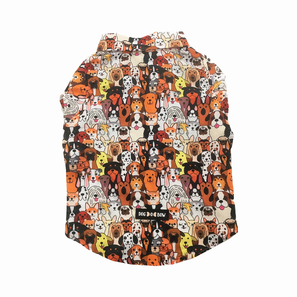 Dogobow Doggo Print Shirt for Dogs (Orange/White)