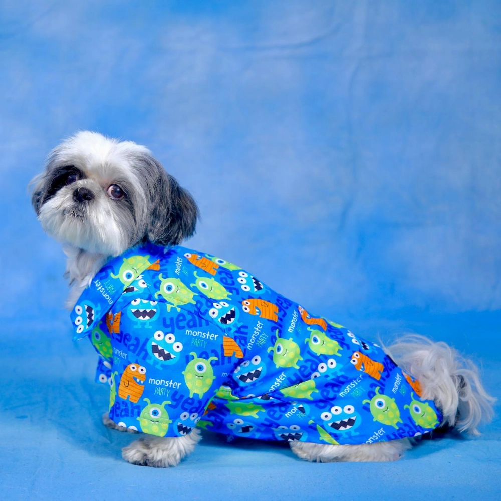 Dogobow Monster Print Shirt for Dogs (Blue)