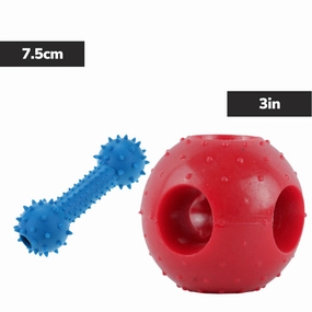 Drools Hole Ball Teething & Pet Vogue Bone Rubber Chew Toy Dog Combo