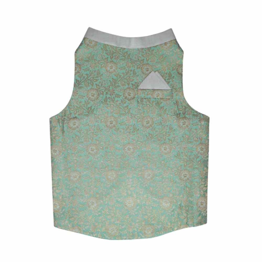 Floof & Co Banarasi Sherwani for Dogs (Mint Green/Gold)