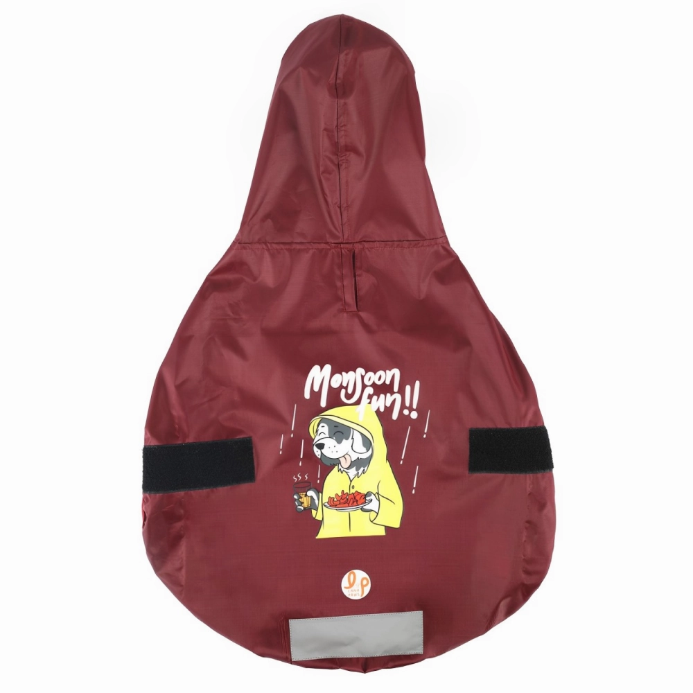 Fun Printed Raincoat for Dogs by Lana Paws (Maroon)