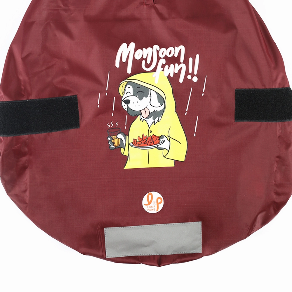 Fun Printed Raincoat for Dogs by Lana Paws (Maroon)