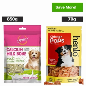 Gnawlers Calcium Milk Bone and Henlo Chicken Pops Dog Treats Combo