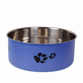 Habibi Pets Stainless Steel Dog Bowls - Blue - 14cm