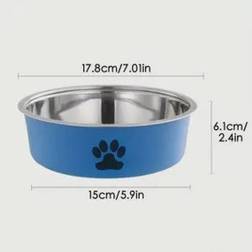 Habibi Pets Stainless Steel Dog Bowls - Blue - 17.8cm