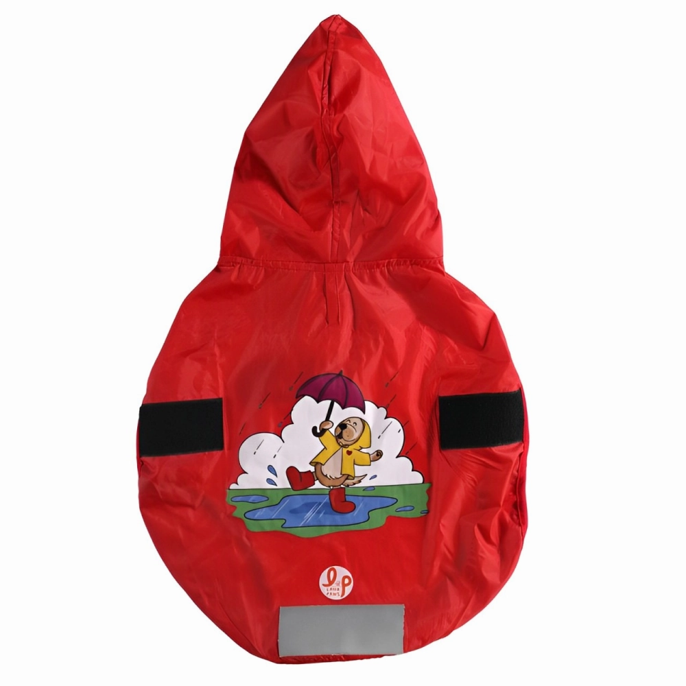 Just Wanna Have Fun Printed Raincoat for Dogs by Lana Paws (Red)
