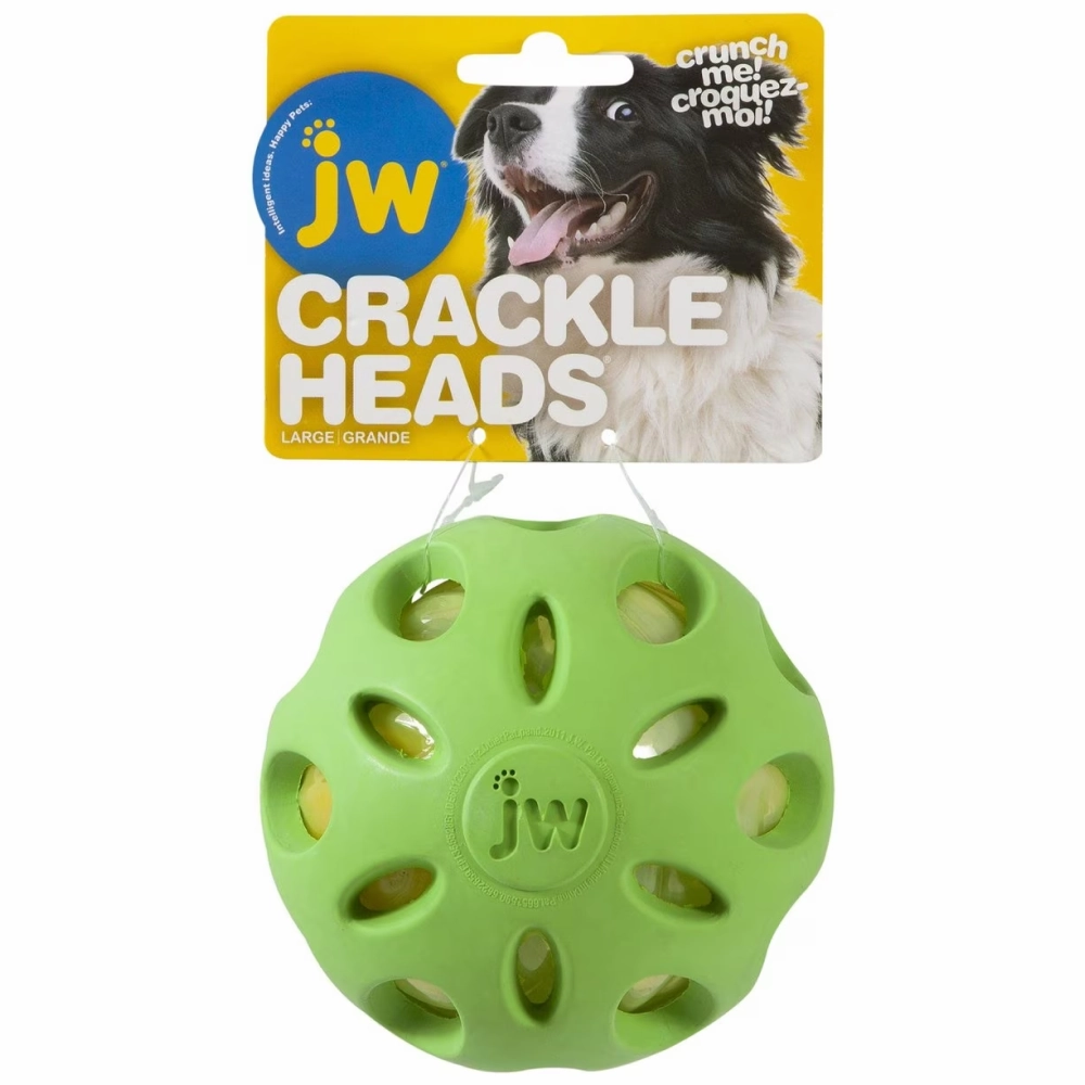 JW Crackle Heads Crackle Ball Toy for Dogs (Green)
