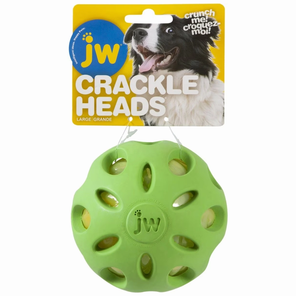 JW Crackle Heads Crackle Ball Toy for Dogs (Green)