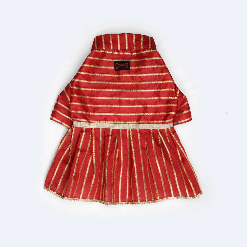 Pawgypets Occasion Wear Gota Dress for Dogs and Cats (Red)