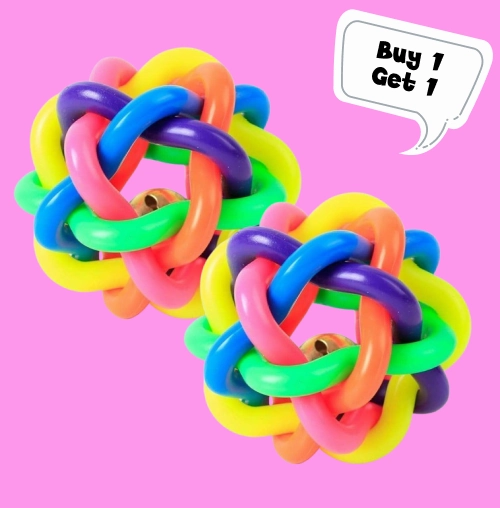Pet Vogue Bouncy Rubber Ball for Dogs and Cats | For Medium Chewers (Buy 1 Get 1)