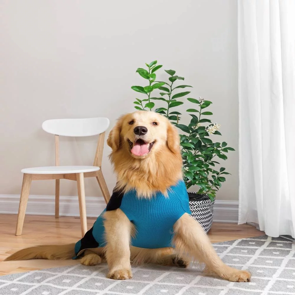 Petsnugs Half Cable Half Fully Fashion Sweater for Dogs and Cats (Blue/Black)