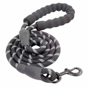 Reflective Dog Leash With Comfortable Padded Handle (Black) - 200cm