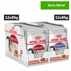 Royal Canin Instinctive and Sterilised/Neutered Gravy Adult Cat Wet Food Combo