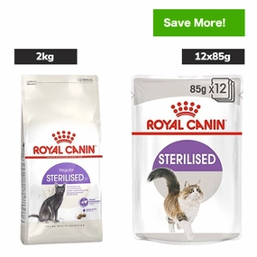Royal Canin Sterilised/Neutered 37 and Gravy Adult Cat Wet Food Combo