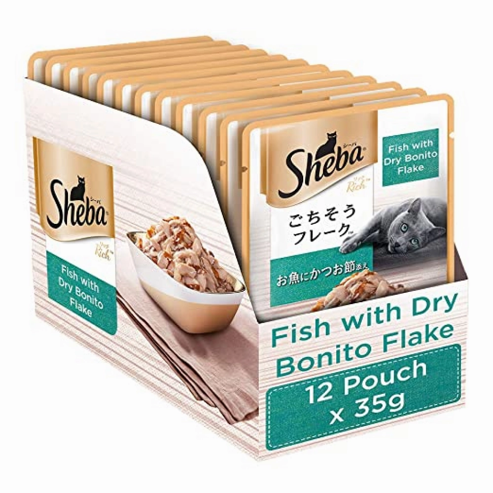 Sheba Fish with Dry Bonito Flake and Tuna Pumpkin & Carrot In Gravy Rich Premium Adult Fine Cat Wet Food Combo