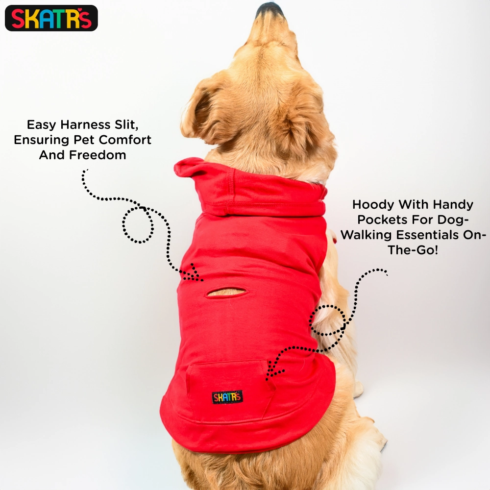 Skatrs  Breezy Hoodies with Pockets for Dog and Cats (Red)