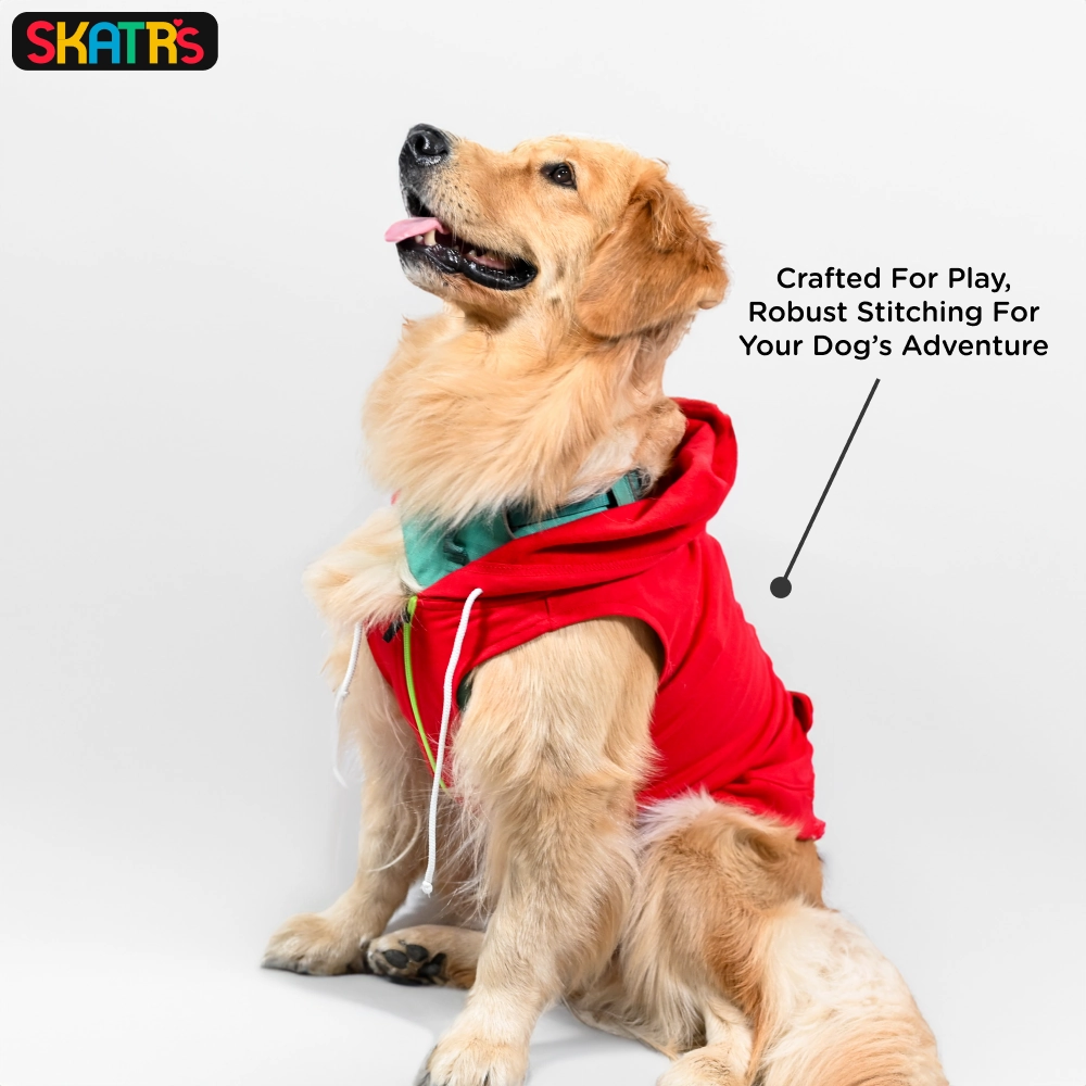 Skatrs  Breezy Hoodies with Pockets for Dog and Cats (Red)