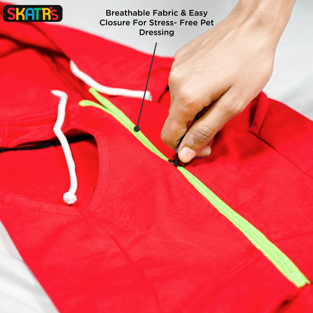 Skatrs  Breezy Hoodies with Pockets for Dog and Cats (Red)
