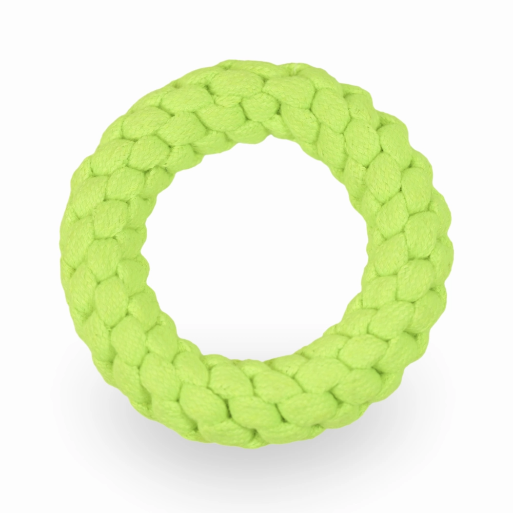 Skatrs Hand Made Ring Shaped Rope Chew Toy for Cats and Dogs (Neon Green)
