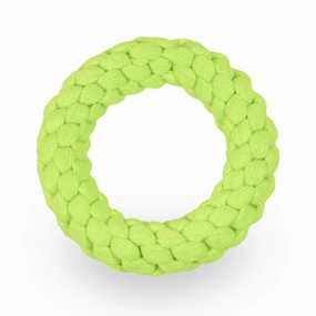 Skatrs Hand Made Ring Shaped Rope Chew Toy for Cats and Dogs (Neon Green)