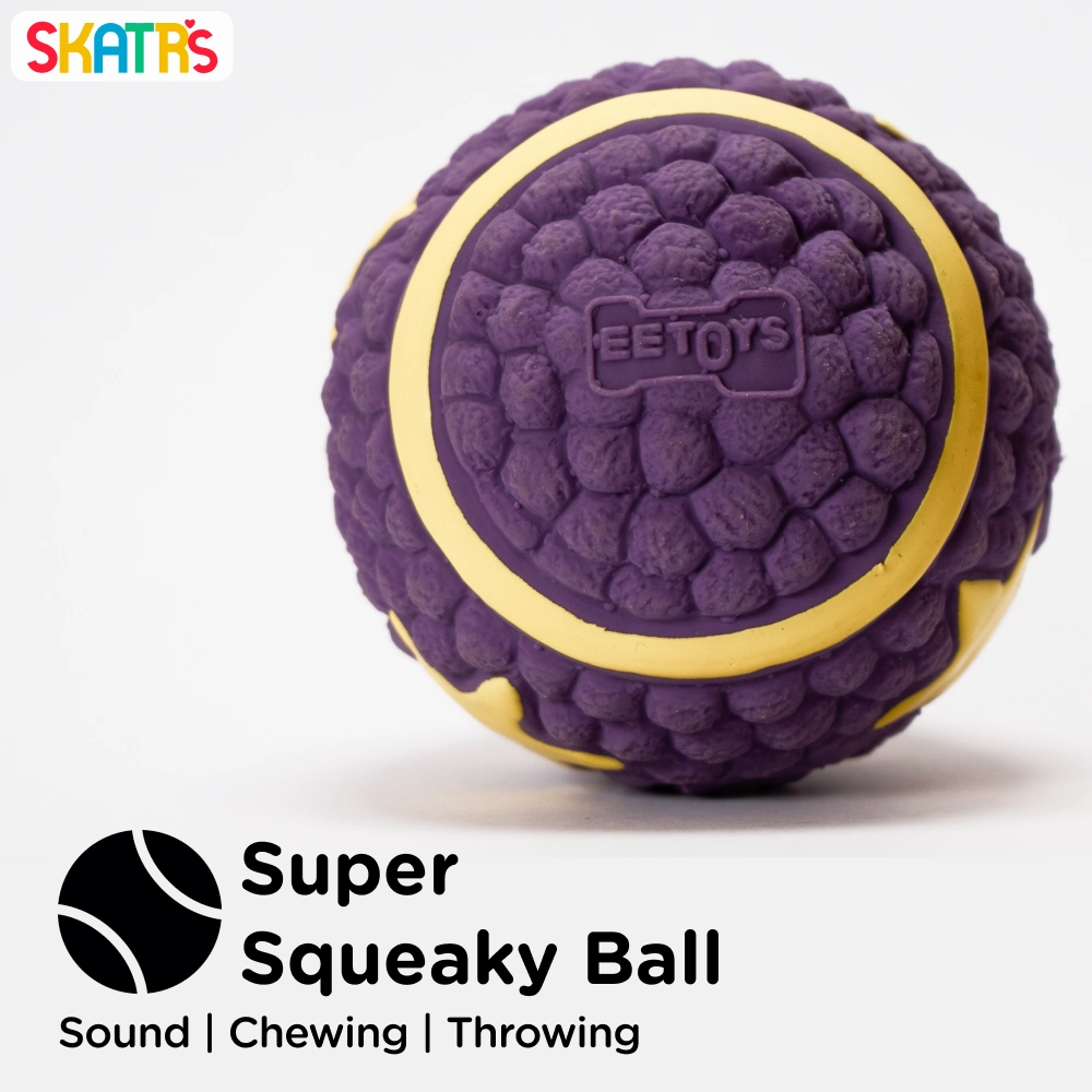 Skatrs Interactive Latex Star Squeaky Ball Toy for Dogs and Cats (Purple) | Chewing, Floating, Training, and Bouncing