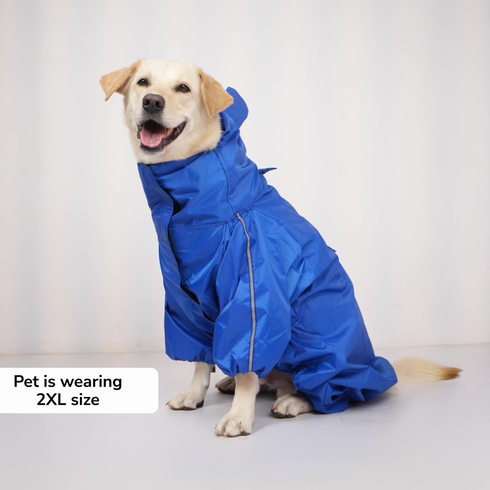 Skatrs RainRider Pro Reflective Waterproof Dog Raincoat (Blue)