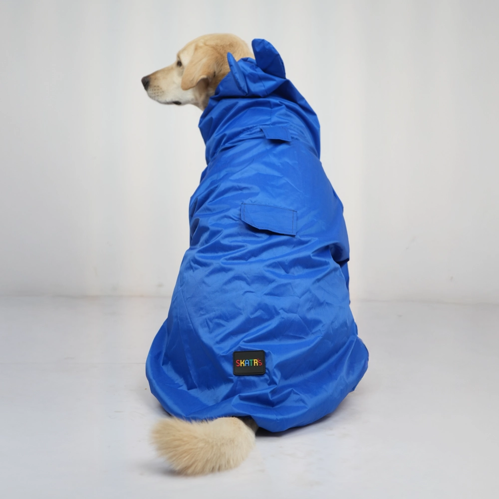 Skatrs RainRider Pro Reflective Waterproof Dog Raincoat (Blue)