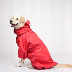 Skatrs RainRider Pro Reflective Waterproof Dog Raincoat (Red)