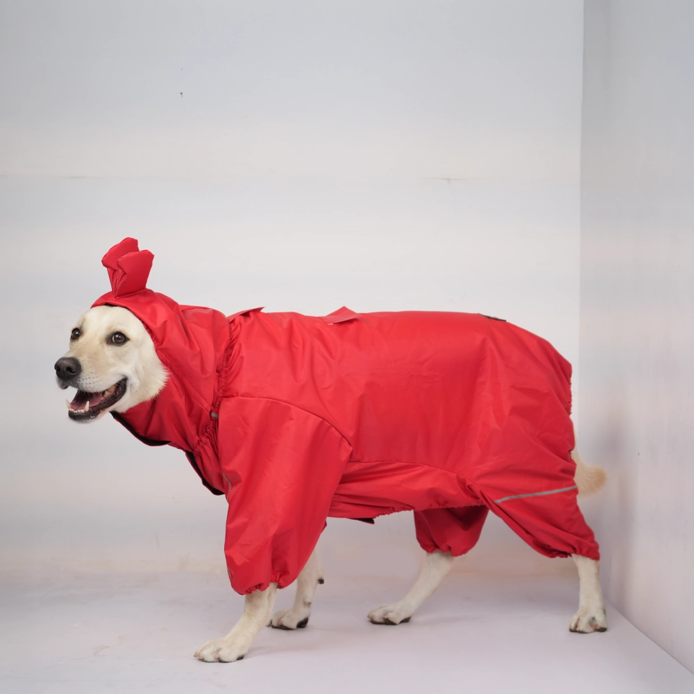 Skatrs RainRider Pro Reflective Waterproof Dog Raincoat (Red)