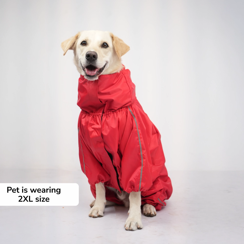Skatrs RainRider Pro Reflective Waterproof Dog Raincoat (Red)