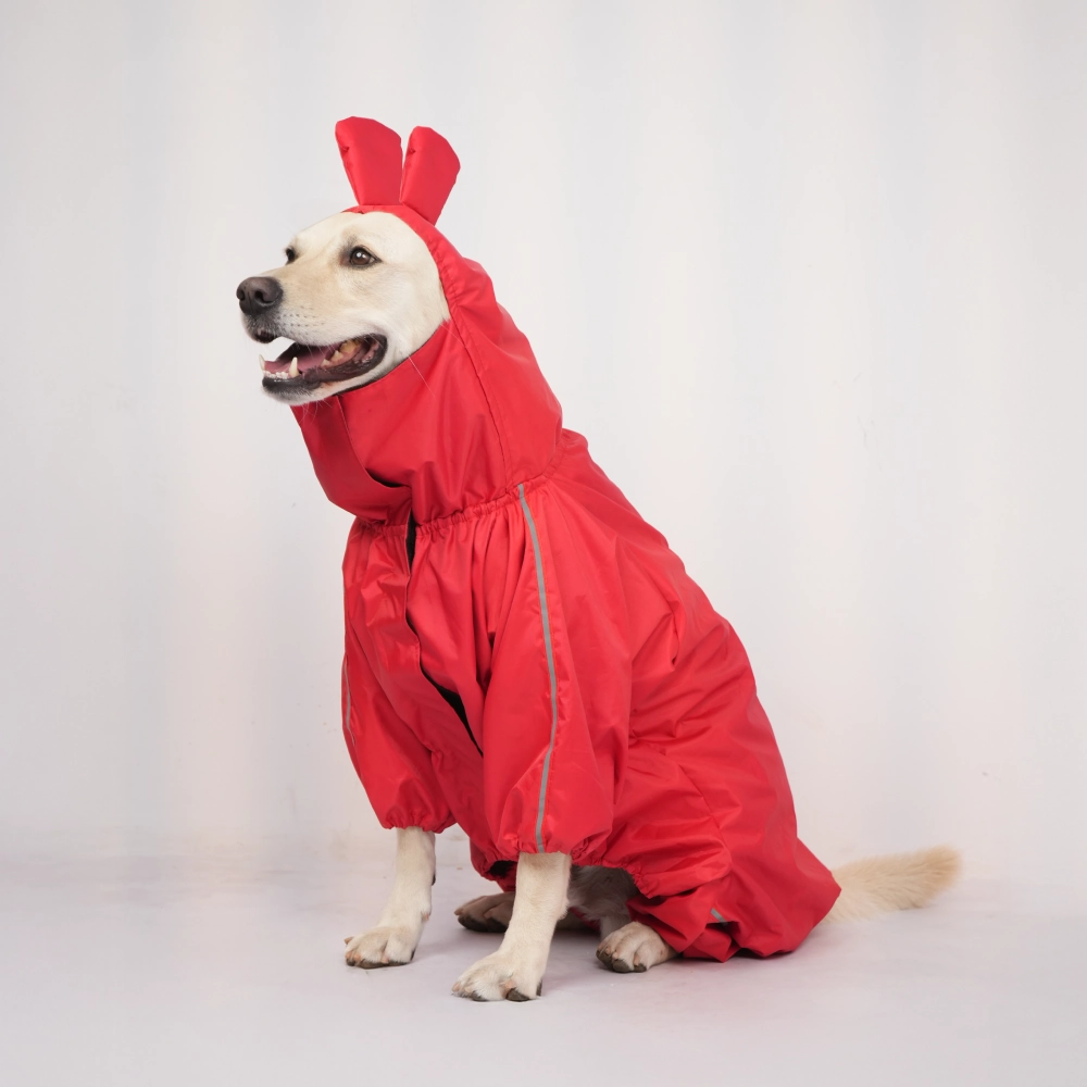 Skatrs RainRider Pro Reflective Waterproof Dog Raincoat (Red)
