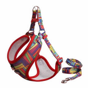 Supet Adjustable Dog Harness and Leash Set (Red) - Small