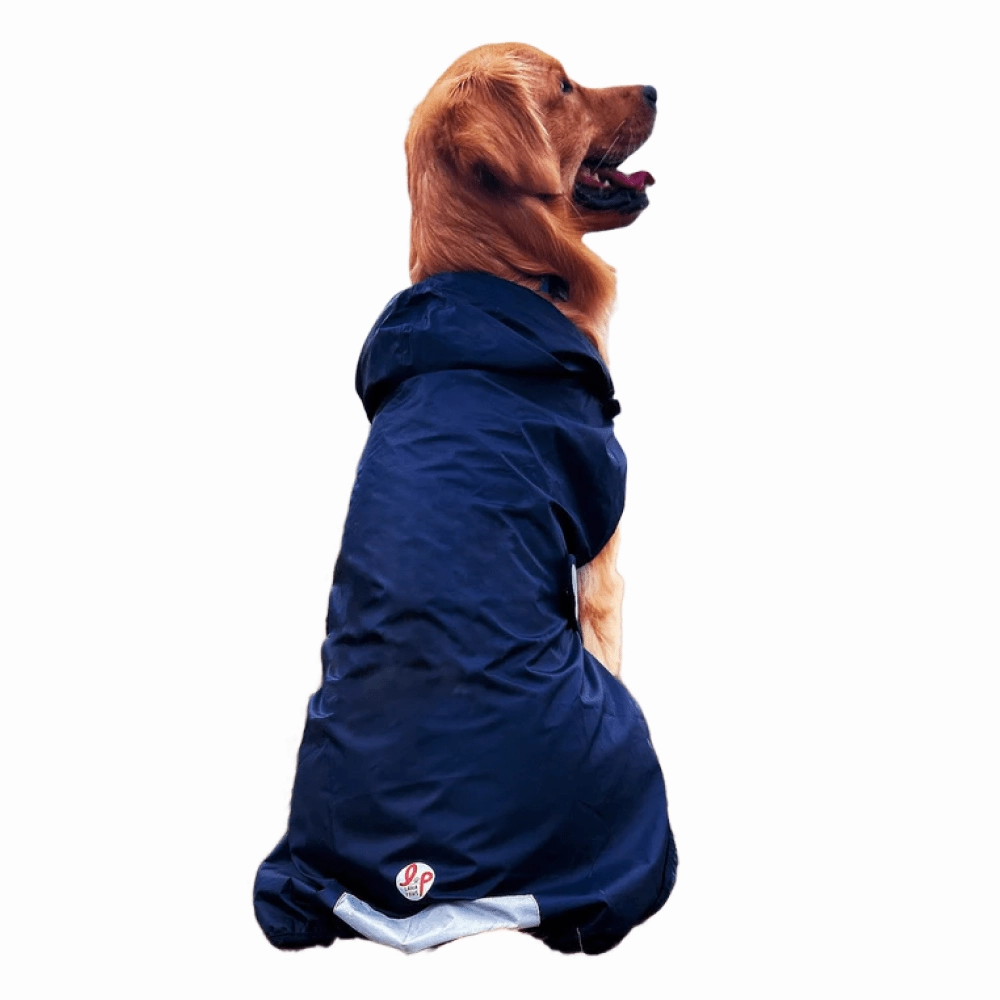 The Drizzle Deflector - Adjustable & Reflective Raincoat for Dogs by Lana Paws  (Navy Blue Solid)