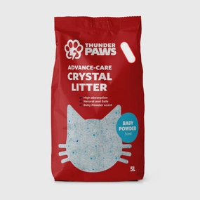 Thunder Paws Advance Care Non-Clumping Crystal Cat Litter - Baby Powder 5L