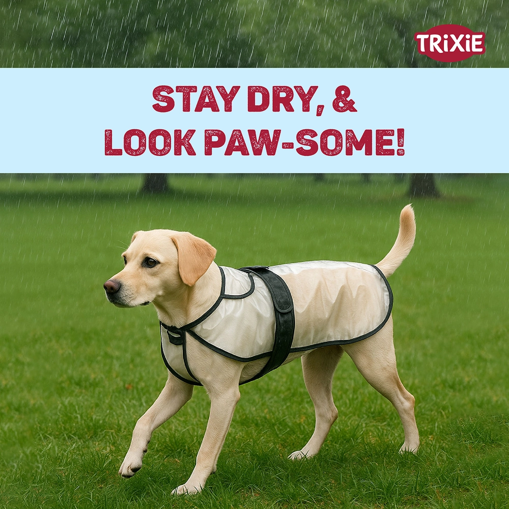 Trixie Piping Transparent Raincoat for Dogs (Black)