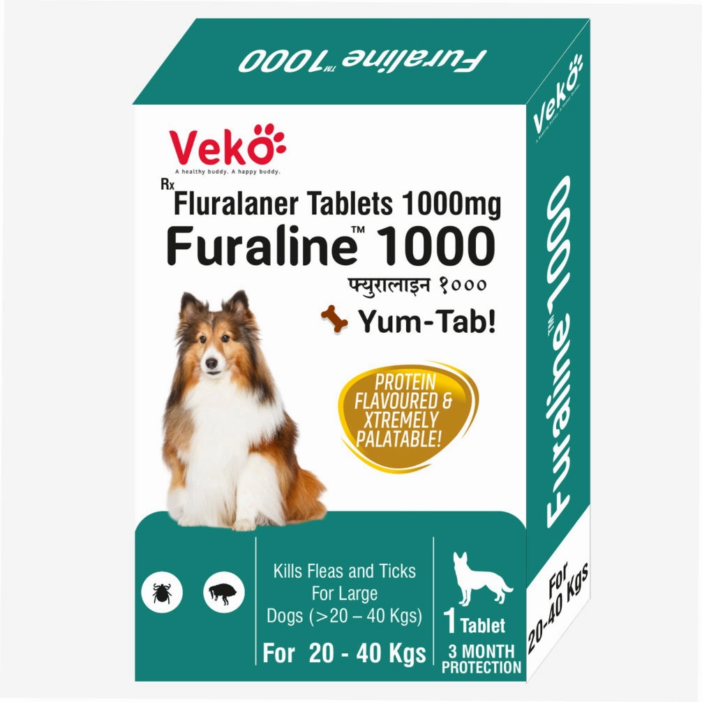 Veko Furaline Fluralaner 1000mg Chewable Tick & Flea Tablets for Large Dogs (20 to 40kg)