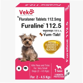 Veko Furaline Fluralaner 112.5mg Chewable Tick & Flea Tablets for Very Small Dogs (2 to 4.5kg)