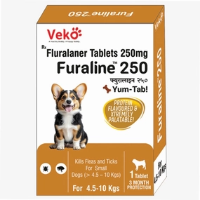 Veko Furaline Fluralaner 250mg Chewable Tick & Flea Tablets for Dogs & Puppies (4.5 to 10kg)