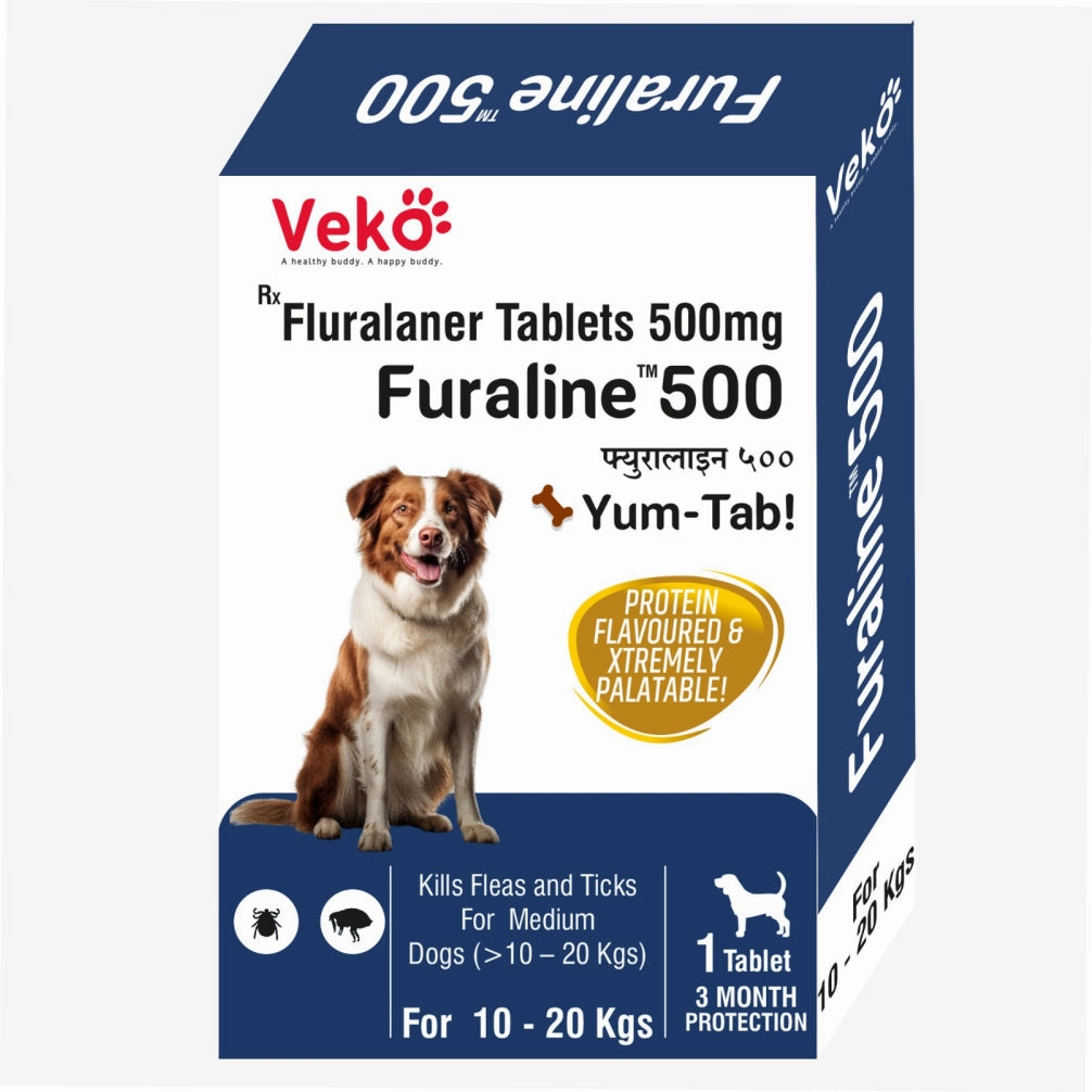 Veko Furaline Fluralaner 500mg Chewable Tick & Flea Tablets for Medium Dogs (10 to 20kg)