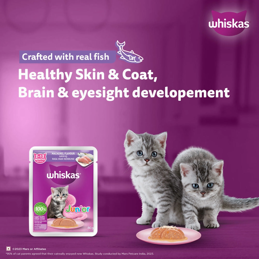 Whiskas Junior Mackerel Flavour Kitten (2-12 months) Cat Wet Food