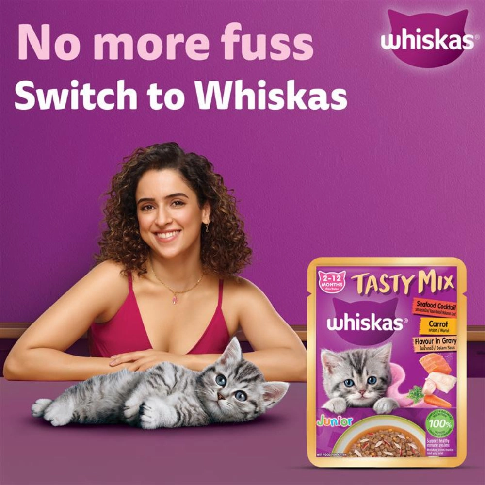 Whiskas Tasty Mix Seafood Cocktail Carrot Gravy Kitten Cat Wet Food